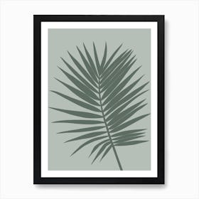 Tropical Palm Leaf Silhouette Sage and Olive Green Art Print