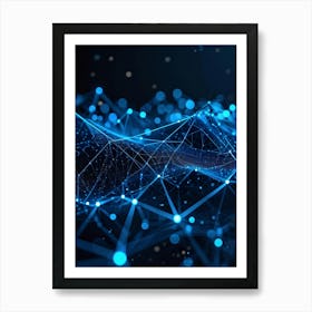 Abstract Digital Datum Web Displaying A Three Dimensional Mesh Of Connections Symbolizing Ai Networ (3) Art Print