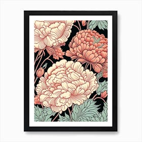 Coral Charm Peonies 1 Drawing Art Print