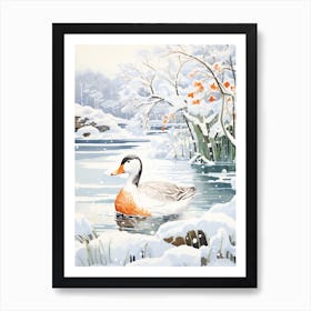 Winter Bird Painting Duck 4 Art Print