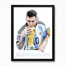 Lionel Messi World Cup Watercolor Art Print