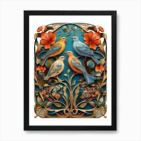 Default Stylized Colorful Design Of Birds In Art Nouveau Style 0 (2) Art Print