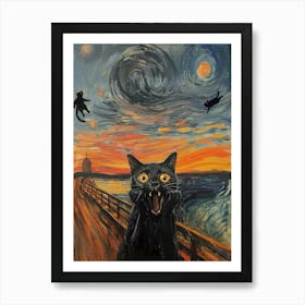 Cat On The Scream Art Print