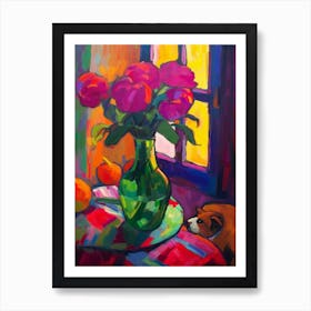 Sweet Pea With A Cat 2 Fauvist Style Painting Art Print