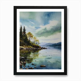 Watercolour Of A Lake Art Print