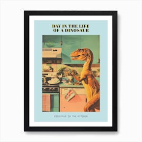 Dinosaur In The Kitchen Retro Abstract Collage 3 Poster Art Print