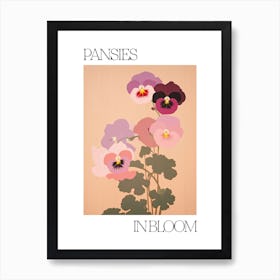 Pansies In Bloom Flowers Bold Illustration 2 Art Print