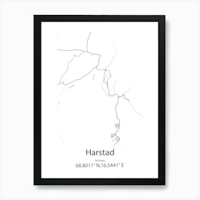 Harstad,Norway Minimalist Map Art Print