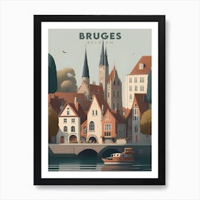 Bruges Belgium Travel Retro Art Print