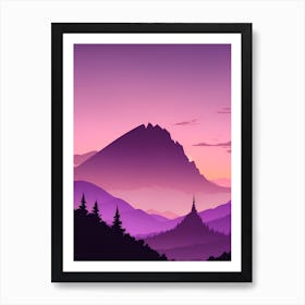 Misty Mountains Vertical Composition In Purple Tone 55 Art Print