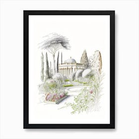 Giardino Di Boboli, Italy Vintage Pencil Drawing Art Print