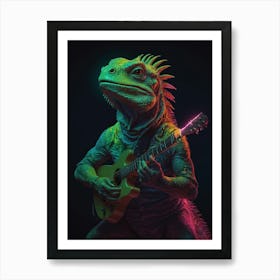 Lizard Playing Guitar Art Print