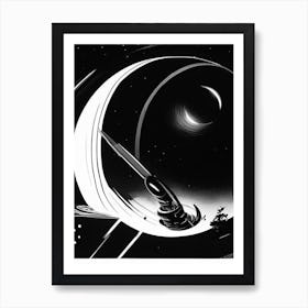 Satellite Orbit Noir Comic Space Art Print