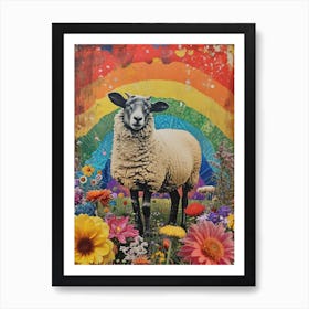 Kitsch Rainbow Sheep Collage 5 Art Print