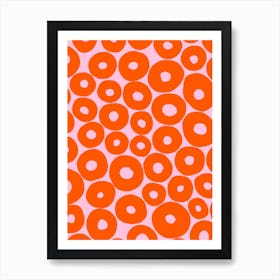 Pink And Orange Abstract Circles Art Print