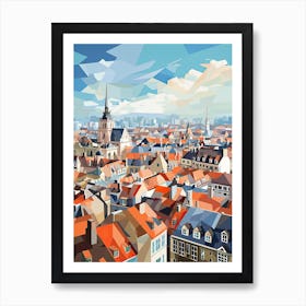 Brussels, Belgium, Geometric Illustration 3 Art Print