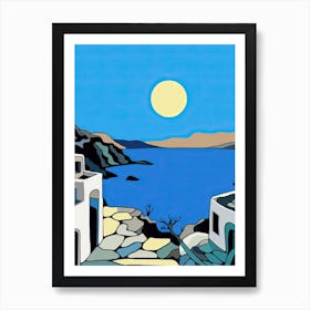 Minimal Design Style Of Santorini, Greece 4 Art Print
