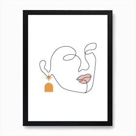 Drawing Of A Woman'S Face Art Print