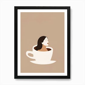 Woman In A Coffee Cup Coffee Lover Girl Poster