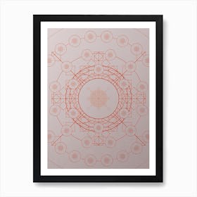 Geometric Abstract Glyph Circle Array in Tomato Red n.0286 Art Print