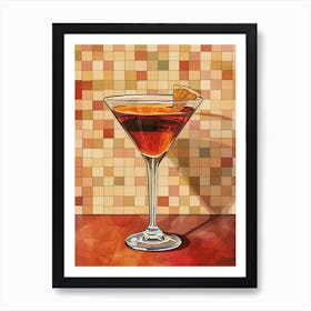 Cocktail In A Martini Glass On A Tiled Background 2 Art Print