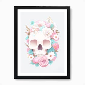 Skull With Floral Patterns 2 Pastel Kawaii Art Print