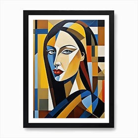 Woman Portrait Cubism Pablo Picasso Style (16) Art Print