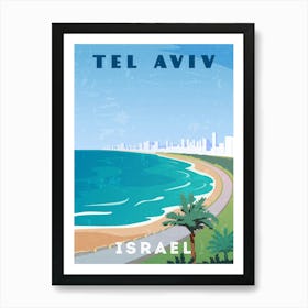 Tel Aviv, Israel — Retro travel minimalist poster Art Print