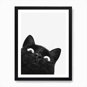 Funny Black Cat Art Print