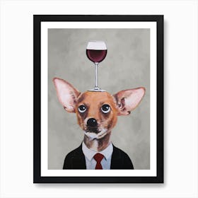 Chihuahua With Wineglass Art Print