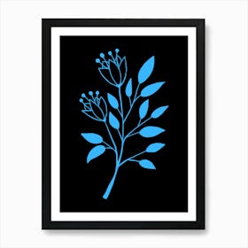 Branch Of Blue Flowers Art Print