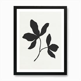 Minimalist Black Leaf 03 Art Print