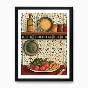 Food In The Kitchen Art Deco Inspired Art Print