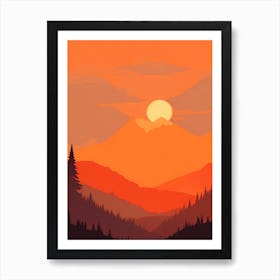 Misty Mountains Vertical Composition In Orange Tone 371 Art Print