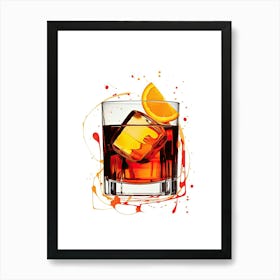 Illustration Negroni Floral Infusion Cocktail 4 Art Print