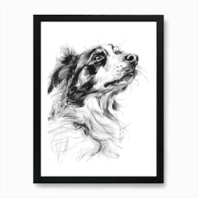 Black & White Dog Line Drawing 2 Art Print