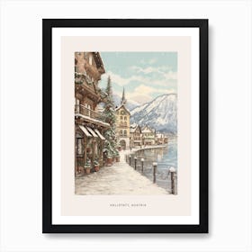 Vintage Winter Poster Hallstatt Austria 2 Art Print