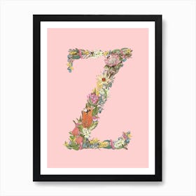 Z Pink Alphabet Letter Art Print