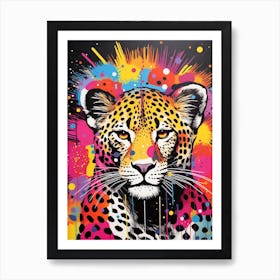 Vivid Paint Splash Leopard Art Print