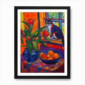 Paradise With A Cat 2 Fauvist Style Painting Art Print