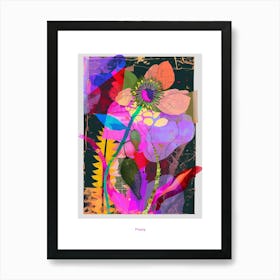 Poppy 2 Neon Flower Collage Poster Art Print