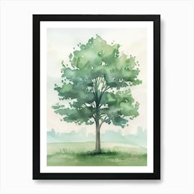 Poplar Tree Atmospheric Watercolour Painting 1 Art Print