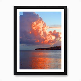 Sky Cloud Water Orange Peach Blue Naples Italy Italia Italian photo photography art travel Art Print