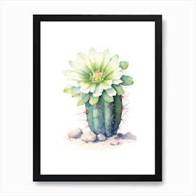 Lophophora Williamsii Cactus Watercolour Drawing 3 Art Print