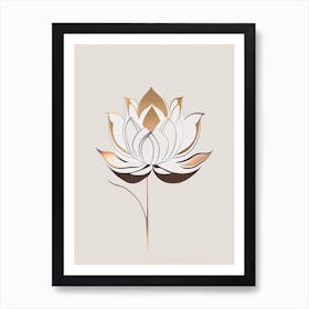 Lotus Flower In Garden Retro Minimal 2 Art Print