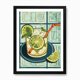 Mojito On An Art Deco Inspired Background Art Print