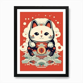 Maneki Neko Lucky Cat Japanese 12 Art Print