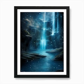 Waterfall In The Night 3 Art Print