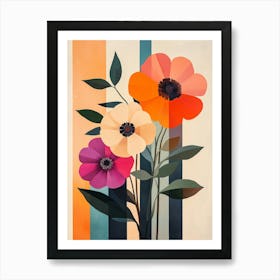 Flowers On A Stripe Art Print