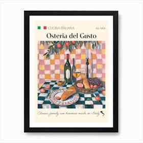 Osteria Del Gusto Trattoria Italian Poster Food Kitchen Art Print